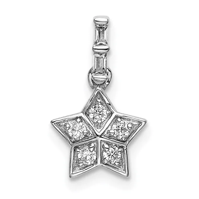Necklaces TreasureFineJewelers 14k White Gold Diamond Star Pendant