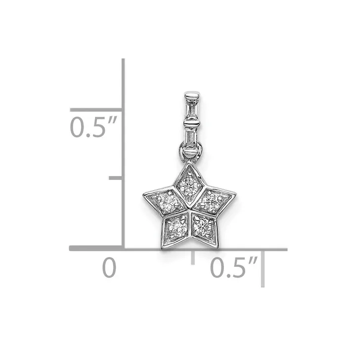 Necklaces TreasureFineJewelers 14k White Gold Diamond Star Pendant