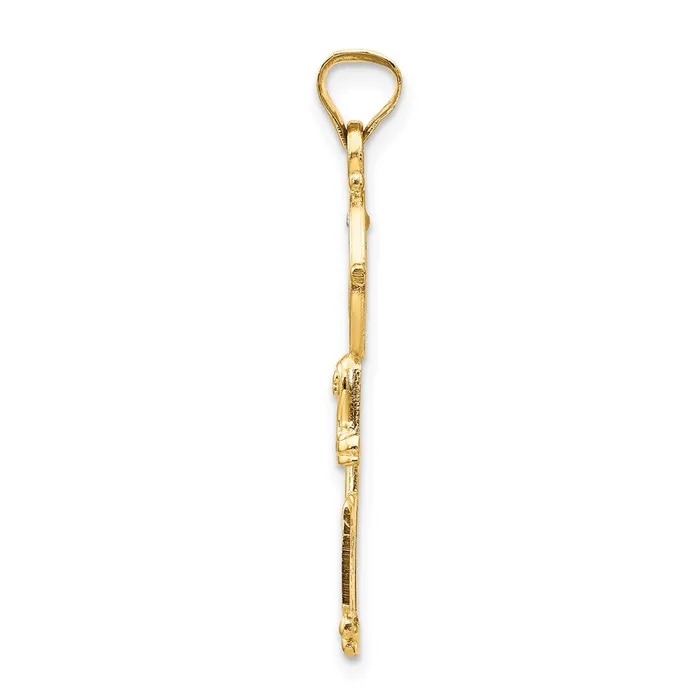 Necklaces TreasureFineJewelers 14k with Rhodium Cross Key Pendant