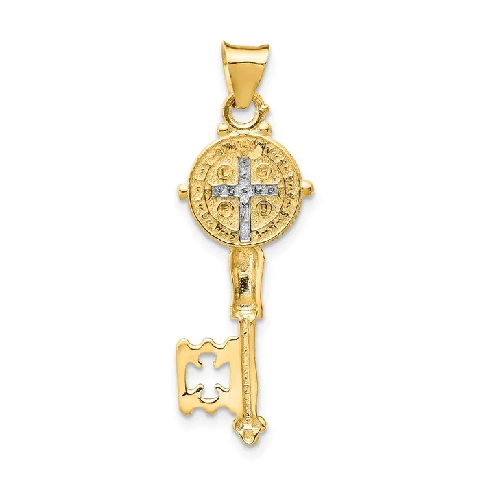 Necklaces TreasureFineJewelers 14k with Rhodium Cross Key Pendant