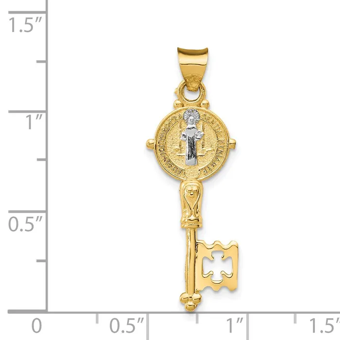 Necklaces TreasureFineJewelers 14k with Rhodium Cross Key Pendant