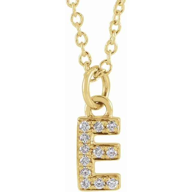Necklaces TreasureFineJewelers 14K Yellow Gold 04 CTW Natural Diamond Petite Initial E 1618 Necklace Necklaces TreasureFineJewelers 14K Yellow Gold 04 CTW Natural Diamond Petite Initial E 1618 Necklace