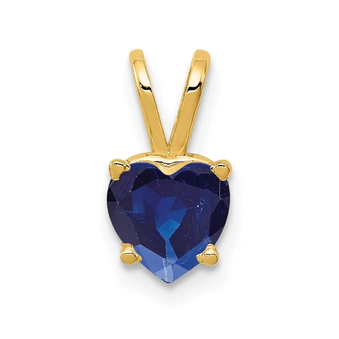 Necklaces TreasureFineJewelers 14k Yellow Gold 6mm Heart Sapphire pendant Necklaces TreasureFineJewelers 14k Yellow Gold 6mm Heart Sapphire pendant