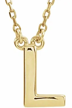 Necklaces TreasureFineJewelers 14K Yellow Gold Block Initial L 16 Necklace Necklaces TreasureFineJewelers 14K Yellow Gold Block Initial L 16 Necklace