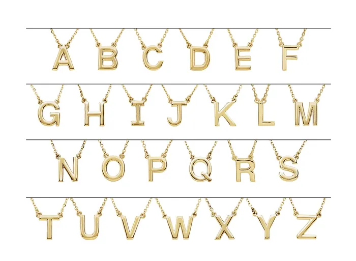 Necklaces TreasureFineJewelers 14K Yellow Gold Block Initial L 16 Necklace