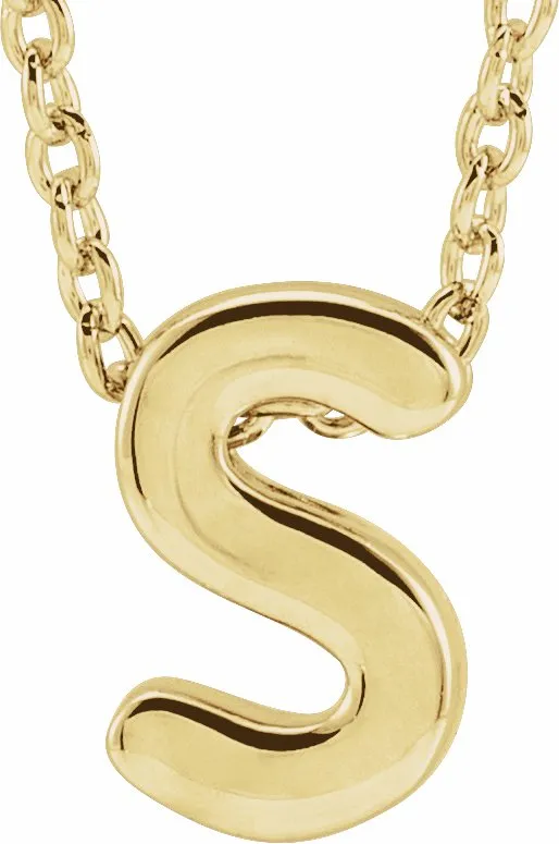 Necklaces TreasureFineJewelers 14K Yellow Gold Initial S Slide Pendant 1618 Necklace Necklaces TreasureFineJewelers 14K Yellow Gold Initial S Slide Pendant 1618 Necklace
