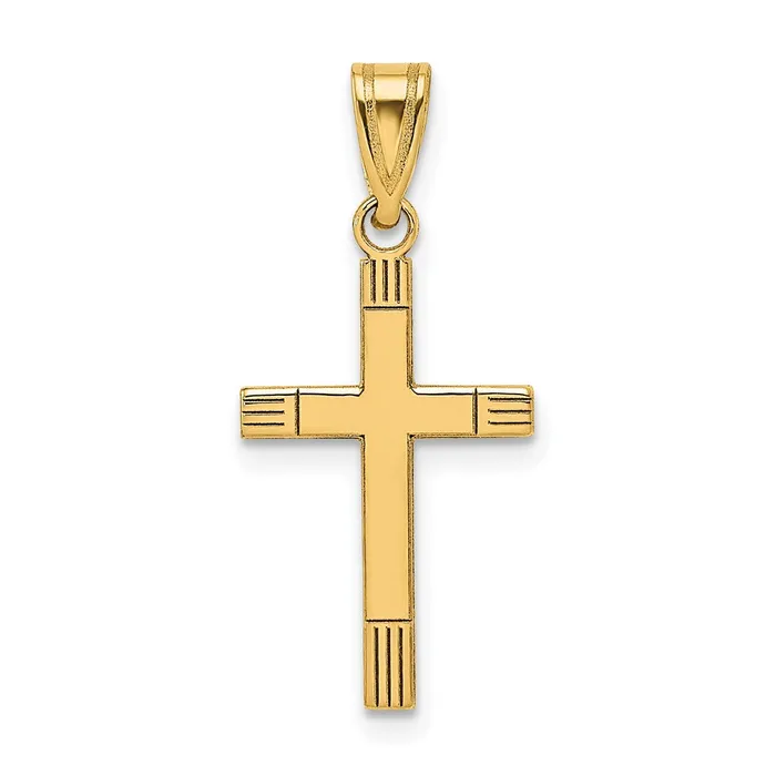 Necklaces TreasureFineJewelers 14k Yellow Gold Laser Etched Cross Pendant Necklaces TreasureFineJewelers 14k Yellow Gold Laser Etched Cross Pendant