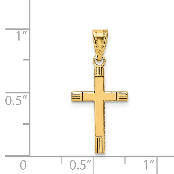 Necklaces TreasureFineJewelers 14k Yellow Gold Laser Etched Cross Pendant