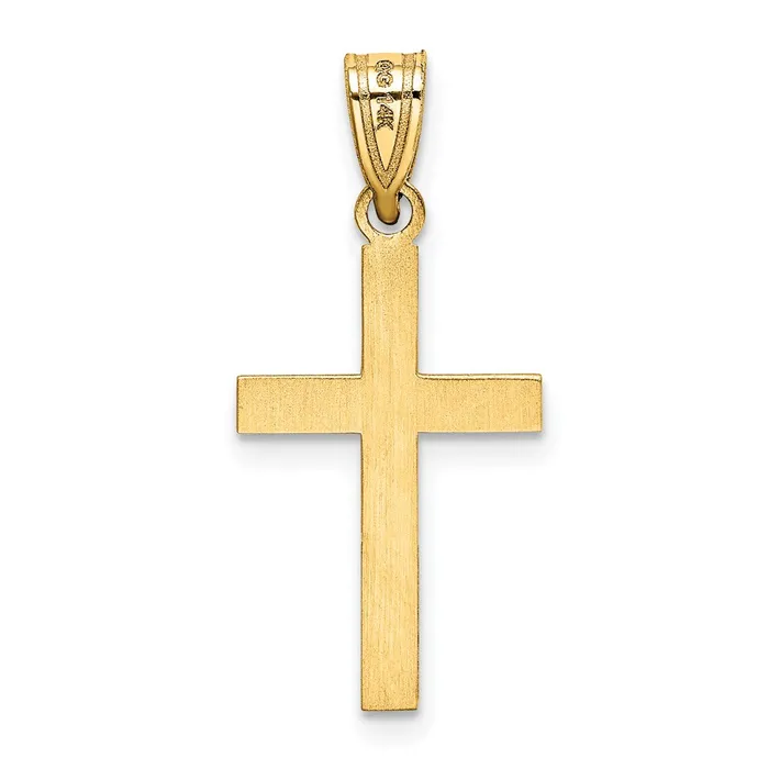Necklaces TreasureFineJewelers 14k Yellow Gold Laser Etched Cross Pendant