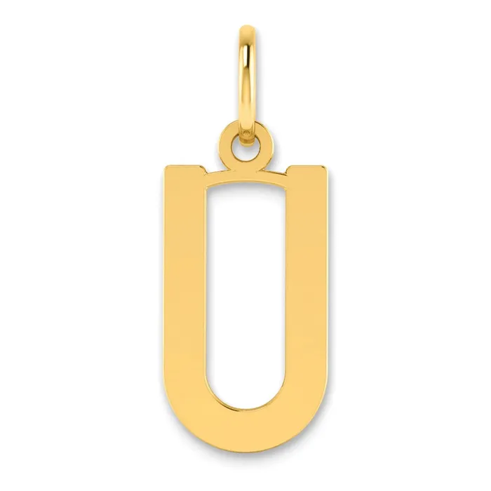 Necklaces TreasureFineJewelers 14k Yellow Gold Letter U Initial Pendant
