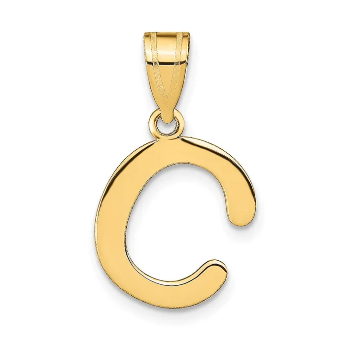 Necklaces TreasureFineJewelers 14k Yellow Gold Polished Bubble Letter C Initial Pendant Necklaces TreasureFineJewelers 14k Yellow Gold Polished Bubble Letter C Initial Pendant