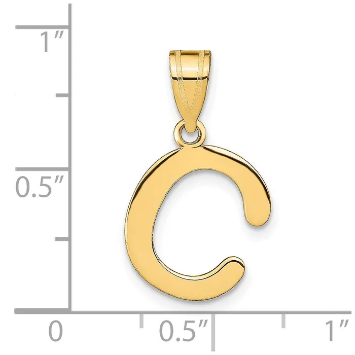Necklaces TreasureFineJewelers 14k Yellow Gold Polished Bubble Letter C Initial Pendant
