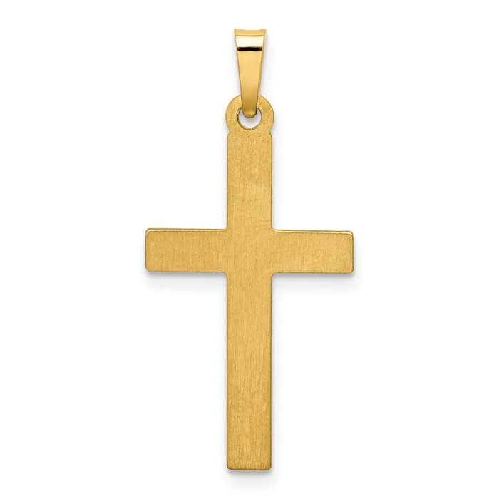 Necklaces TreasureFineJewelers 14k Yellow Gold Polished Lattice Textured Cross Pendant