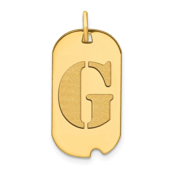 Necklaces TreasureFineJewelers 14k Yellow Gold Polished Letter G Initial Dog Tag Pendant Necklaces TreasureFineJewelers 14k Yellow Gold Polished Letter G Initial Dog Tag Pendant