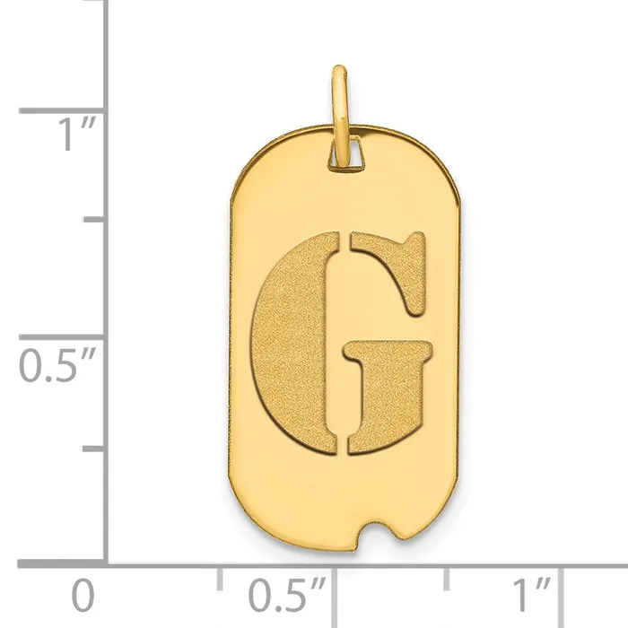Necklaces TreasureFineJewelers 14k Yellow Gold Polished Letter G Initial Dog Tag Pendant