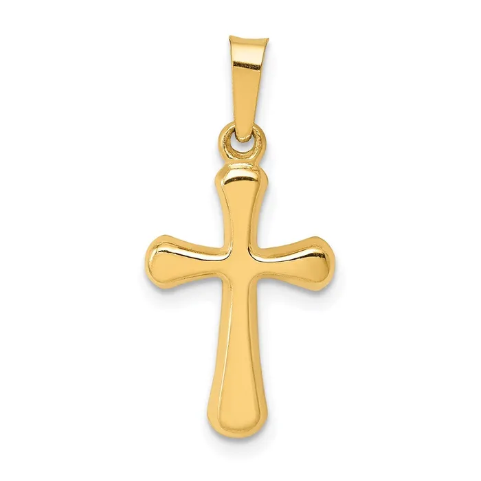 Necklaces TreasureFineJewelers 14k Yellow Gold Polished Rounded Cross Pendant Necklaces TreasureFineJewelers 14k Yellow Gold Polished Rounded Cross Pendant