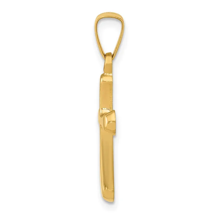 Necklaces TreasureFineJewelers 14k Yellow Gold Polished Rounded Cross Pendant