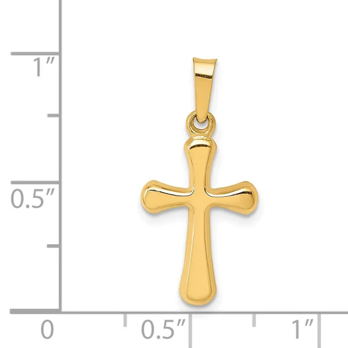 Necklaces TreasureFineJewelers 14k Yellow Gold Polished Rounded Cross Pendant