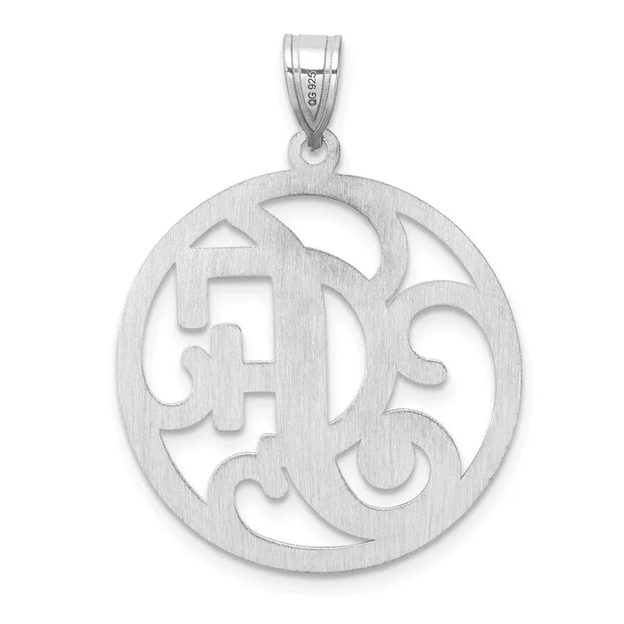 Necklaces TreasureFineJewelers Large Sterling Silver Rhodiumplated Fancy Script Letter F Initial Pendant
