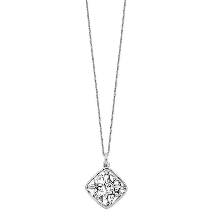 Necklaces TreasureFineJewelers Sentimental Expressions Sterling Silver Rhodiumplated Antiqued I Appreciate You Mom 18in Necklace