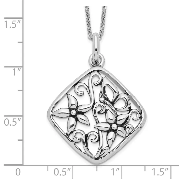 Necklaces TreasureFineJewelers Sentimental Expressions Sterling Silver Rhodiumplated Antiqued I Appreciate You Mom 18in Necklace