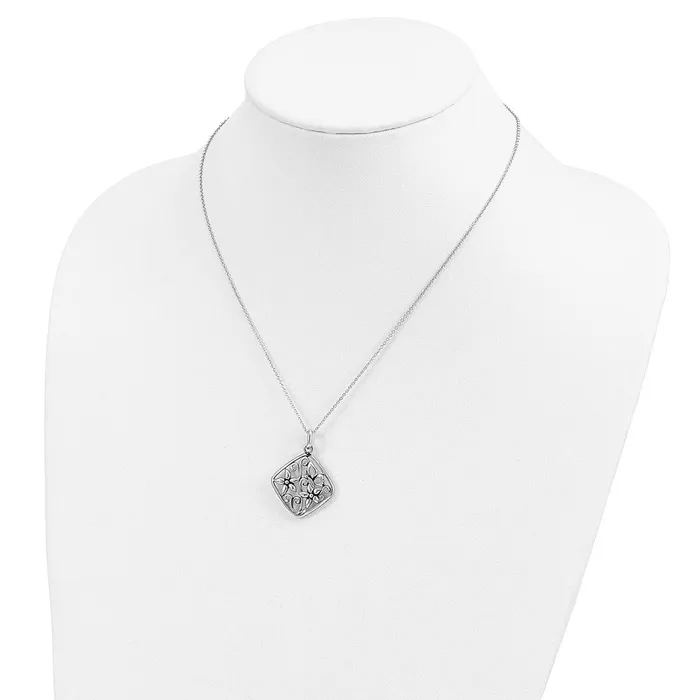 Necklaces TreasureFineJewelers Sentimental Expressions Sterling Silver Rhodiumplated Antiqued I Appreciate You Mom 18in Necklace
