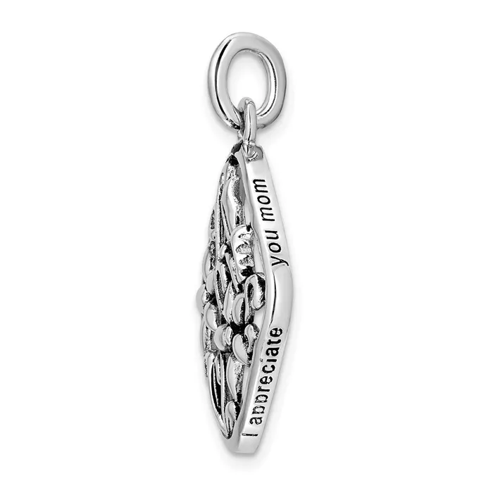 Necklaces TreasureFineJewelers Sentimental Expressions Sterling Silver Rhodiumplated Antiqued I Appreciate You Mom 18in Necklace