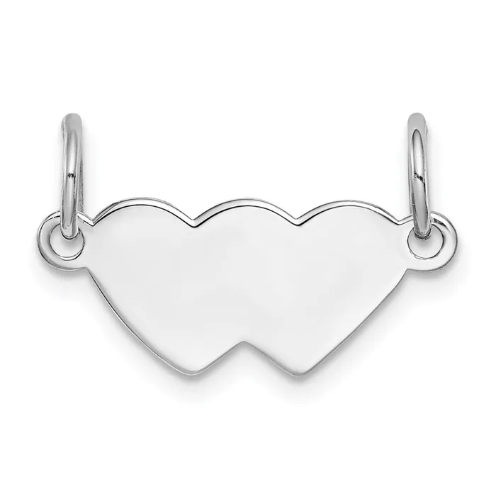Necklaces TreasureFineJewelers SS Rhplt Engraveable Double Heart Polished FrontSatin Back Plate Necklaces TreasureFineJewelers SS Rhplt Engraveable Double Heart Polished FrontSatin Back Plate
