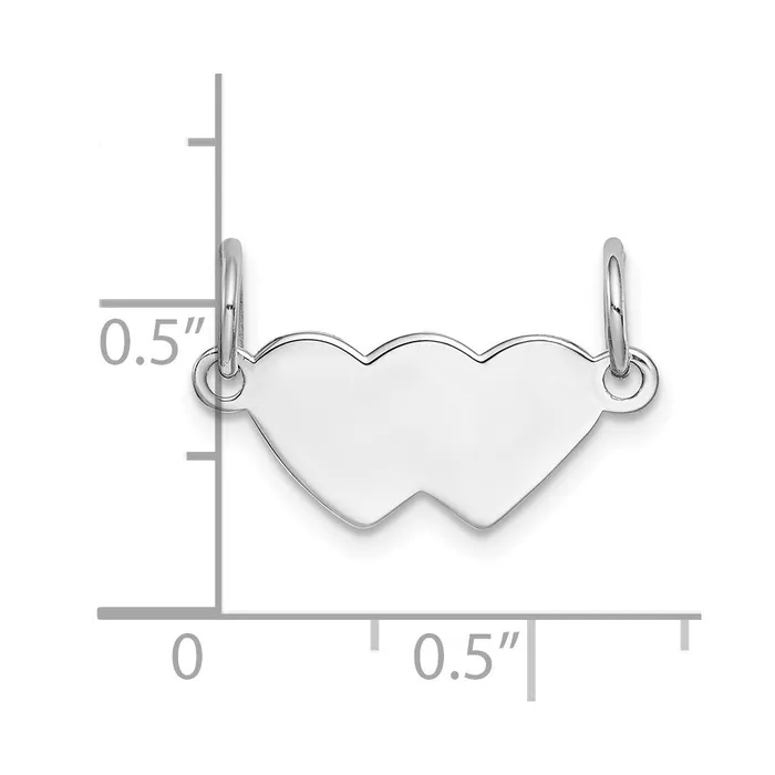 Necklaces TreasureFineJewelers SS Rhplt Engraveable Double Heart Polished FrontSatin Back Plate
