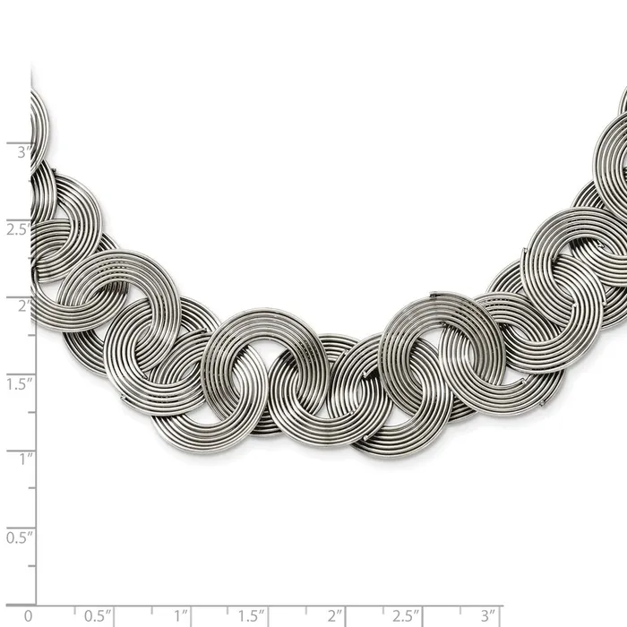 Necklaces TreasureFineJewelers Stainless Steel Polished Circle Links 19in Necklace