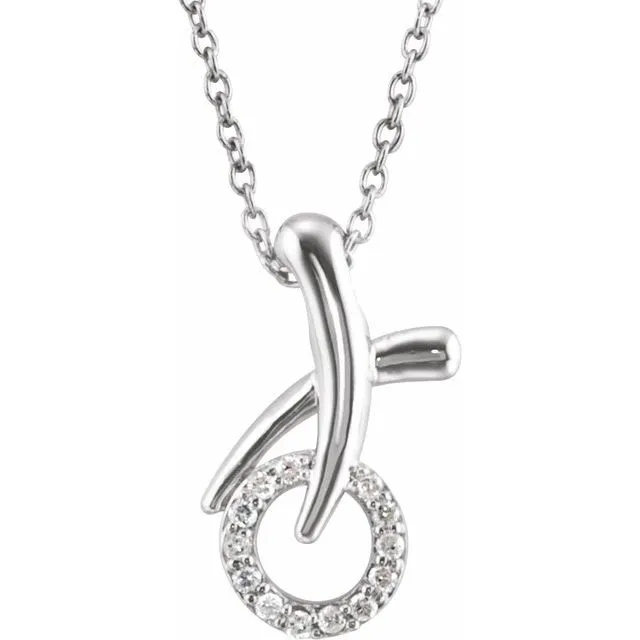 Necklaces TreasureFineJewelers Sterling Silver 110 CTW Diamond XO Necklace Necklaces TreasureFineJewelers Sterling Silver 110 CTW Diamond XO Necklace