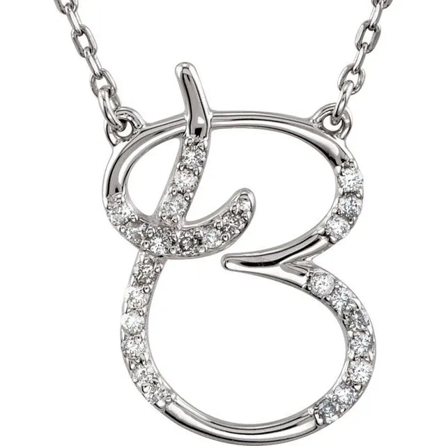Necklaces TreasureFineJewelers Sterling Silver 18 CTW Natural Diamond Initial B 16 Necklace Necklaces TreasureFineJewelers Sterling Silver 18 CTW Natural Diamond Initial B 16 Necklace