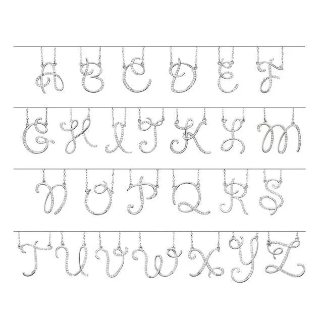 Necklaces TreasureFineJewelers Sterling Silver 18 CTW Natural Diamond Initial B 16 Necklace