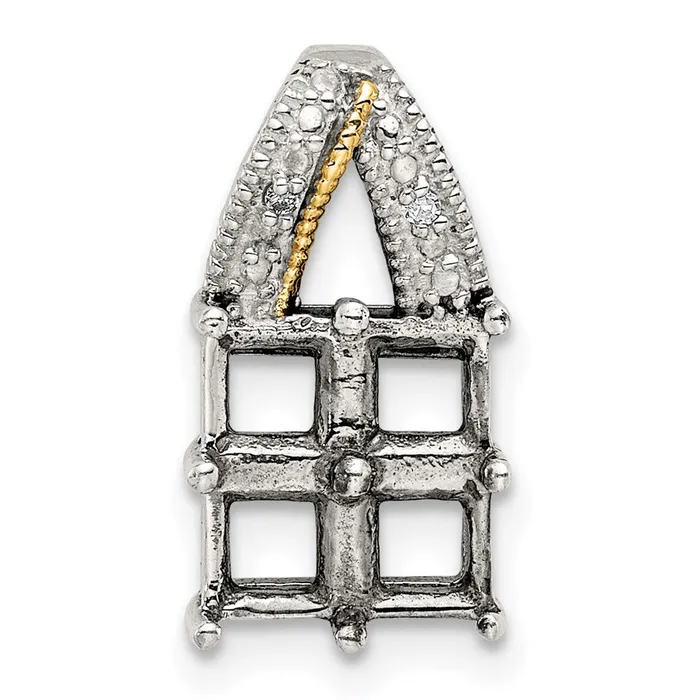 Necklaces TreasureFineJewelers Sterling Silver 14k Fourstone and Diamond Mothers Pendant SemiMount