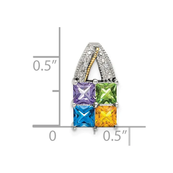 Necklaces TreasureFineJewelers Sterling Silver 14k Fourstone and Diamond Mothers Pendant SemiMount
