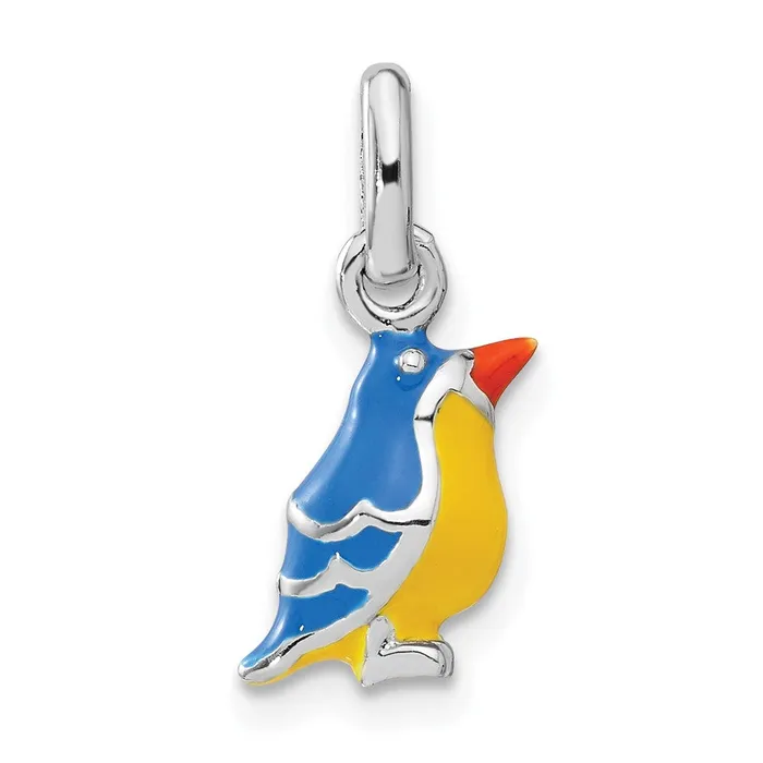 Necklaces TreasureFineJewelers Sterling Silver 3D Enamel Bird Kids Pendant Necklaces TreasureFineJewelers Sterling Silver 3D Enamel Bird Kids Pendant