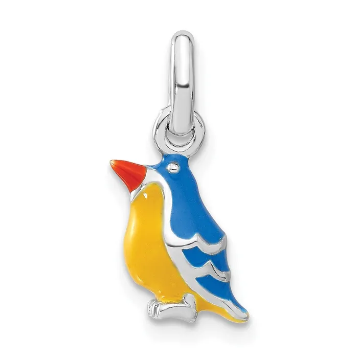 Necklaces TreasureFineJewelers Sterling Silver 3D Enamel Bird Kids Pendant