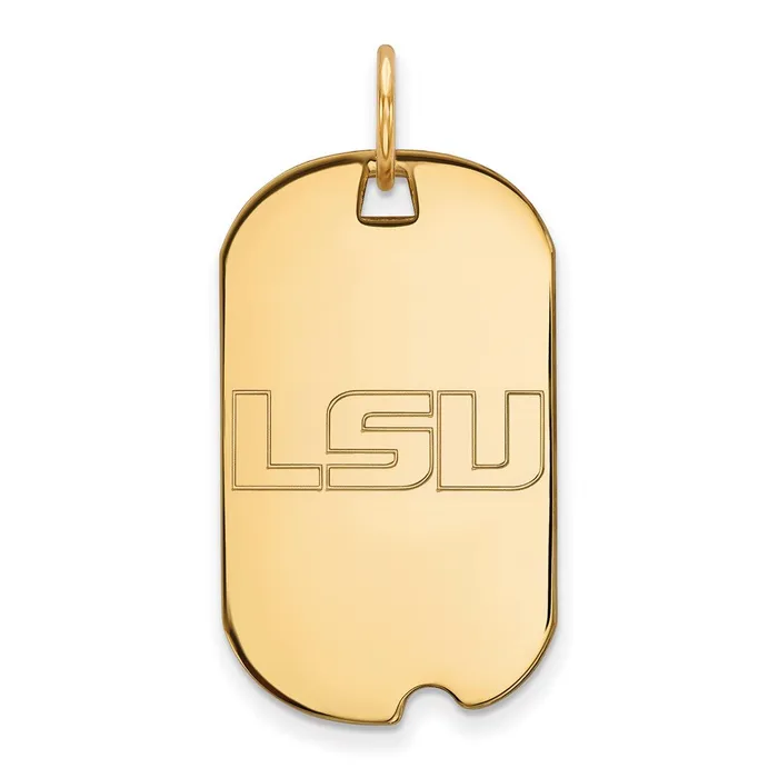 Necklaces TreasureFineJewelers Sterling Silver Goldplated Louisiana State University LSU Small Dog Tag Pendant Necklaces TreasureFineJewelers Sterling Silver Goldplated Louisiana State University LSU Small Dog Tag Pendant