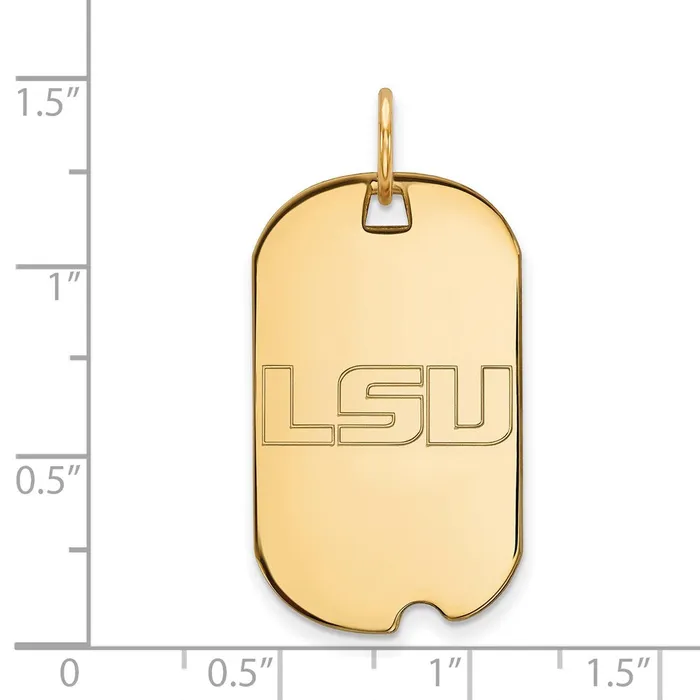Necklaces TreasureFineJewelers Sterling Silver Goldplated Louisiana State University LSU Small Dog Tag Pendant