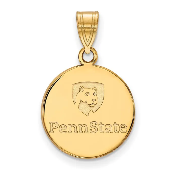 Necklaces TreasureFineJewelers Sterling Silver Goldplated Penn State University Medium Disc Pendant Necklaces TreasureFineJewelers Sterling Silver Goldplated Penn State University Medium Disc Pendant