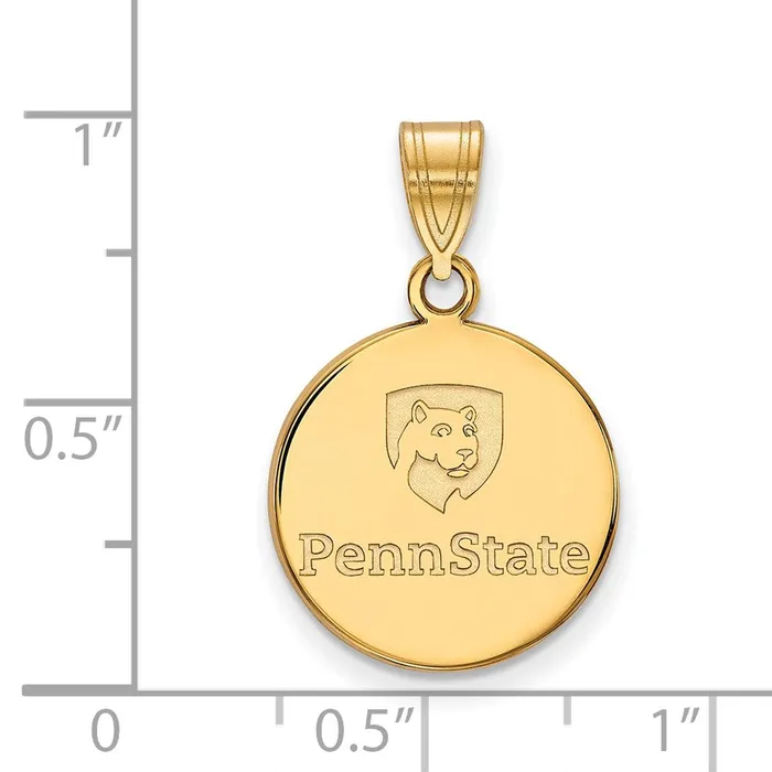 Necklaces TreasureFineJewelers Sterling Silver Goldplated Penn State University Medium Disc Pendant