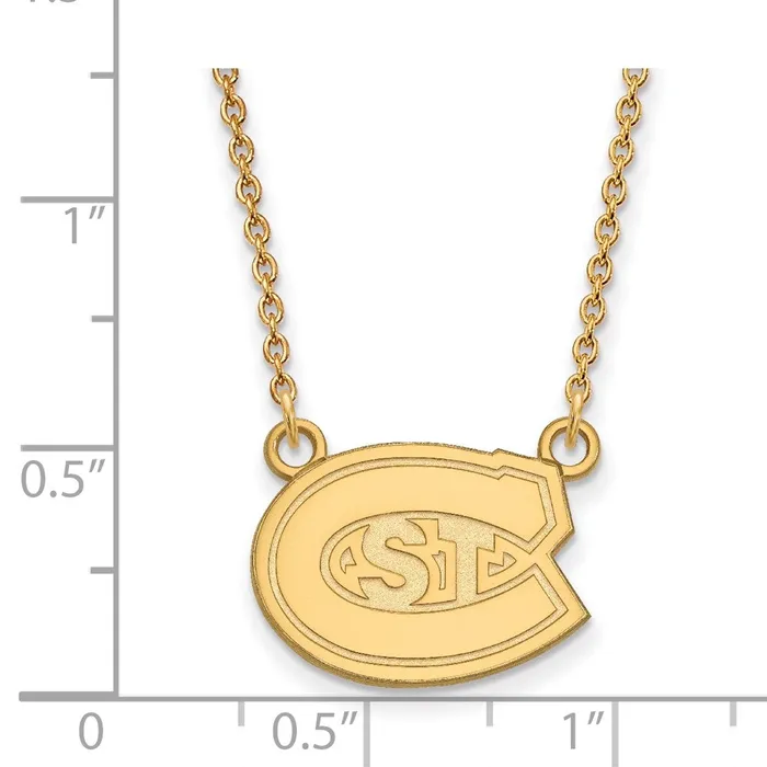 Necklaces TreasureFineJewelers Sterling Silver Goldplated St Cloud State University Small Pendant 18 inch Necklace