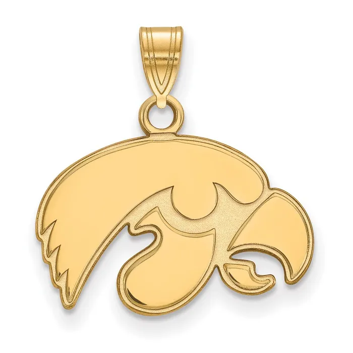 Necklaces TreasureFineJewelers Sterling Silver Goldplated University of Iowa Hawk Small Pendant Necklaces TreasureFineJewelers Sterling Silver Goldplated University of Iowa Hawk Small Pendant