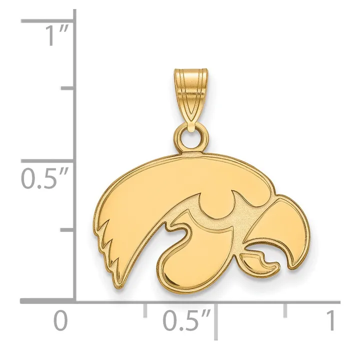 Necklaces TreasureFineJewelers Sterling Silver Goldplated University of Iowa Hawk Small Pendant