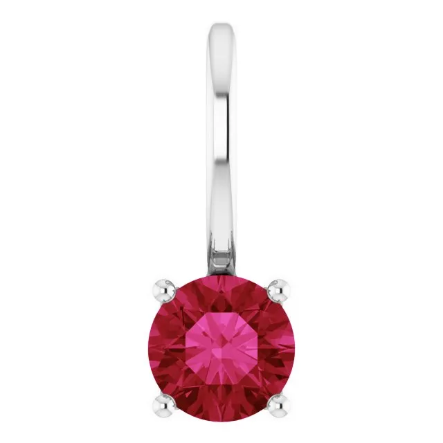 Necklaces TreasureFineJewelers Sterling Silver Imitation Ruby Solitaire CharmPendant Necklaces TreasureFineJewelers Sterling Silver Imitation Ruby Solitaire CharmPendant