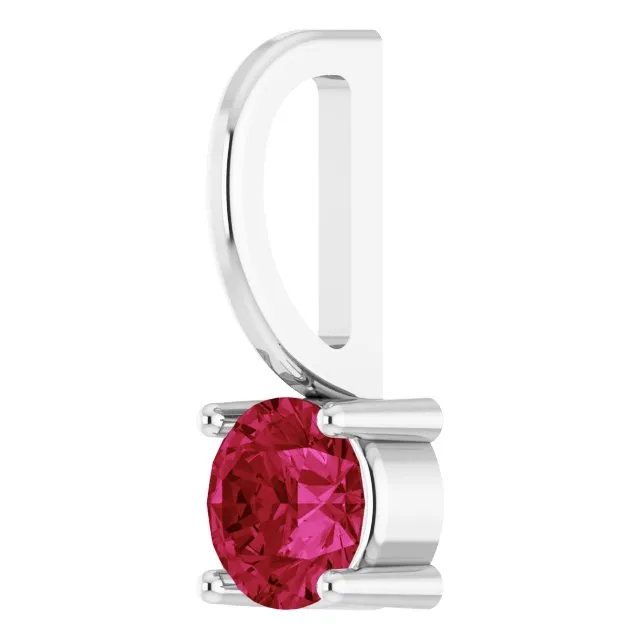 Necklaces TreasureFineJewelers Sterling Silver Imitation Ruby Solitaire CharmPendant