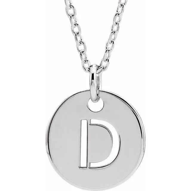 Necklaces TreasureFineJewelers Sterling Silver Initial D 10 mm Disc 1618 Necklace Necklaces TreasureFineJewelers Sterling Silver Initial D 10 mm Disc 1618 Necklace