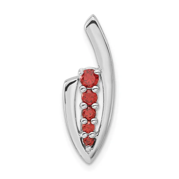 Necklaces TreasureFineJewelers Sterling Silver Red CZ Slide Pendant