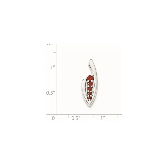 Necklaces TreasureFineJewelers Sterling Silver Red CZ Slide Pendant