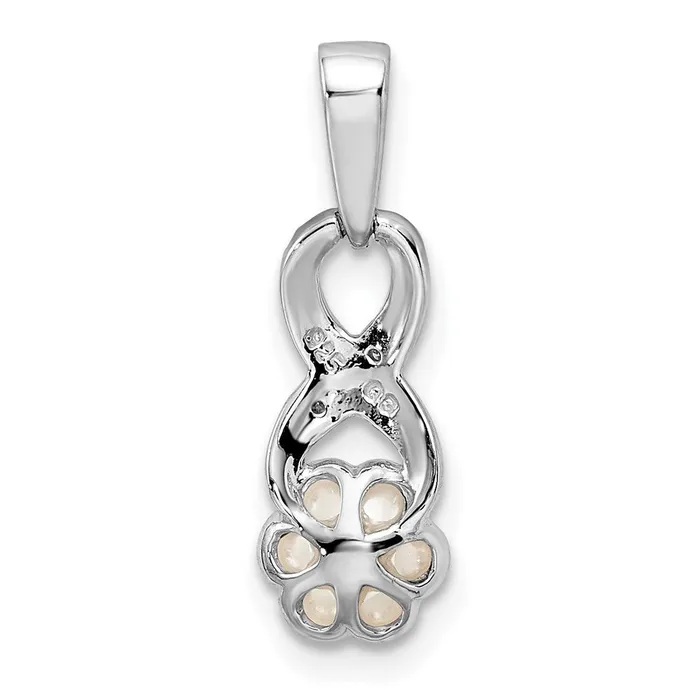 Necklaces TreasureFineJewelers Sterling Silver Rhod Plated Diamond and FW Cultured Pearl Pendant
